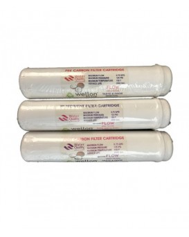 WELLON Plus Inline Cartridge Set with Sediment, Pre Carbon, Post Carbon and Connector for All Domestic RO Water Purifier (Pack 4)